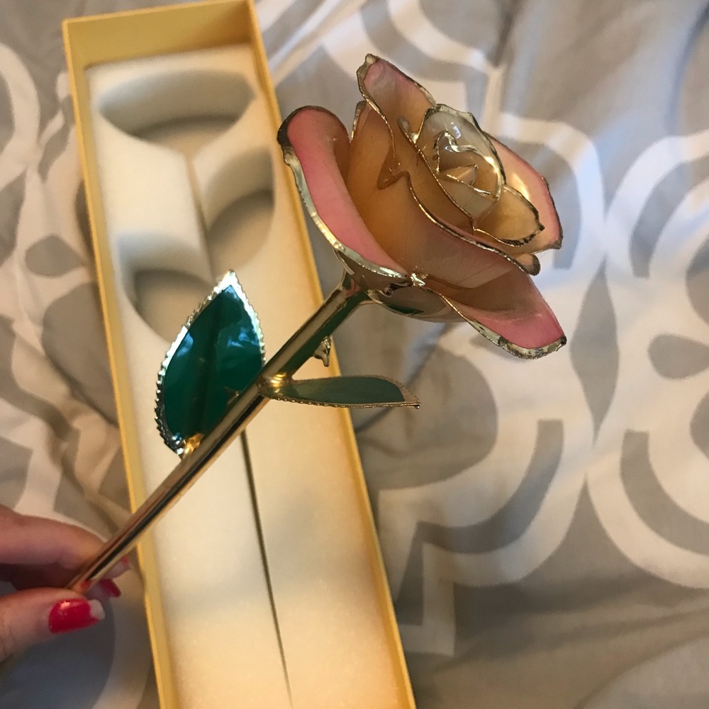Real rose dipped in 24k gold gift for her
